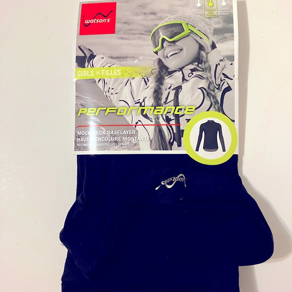 NWT Watson’s GIRLS Performance mock neck Baselayer size Large Black